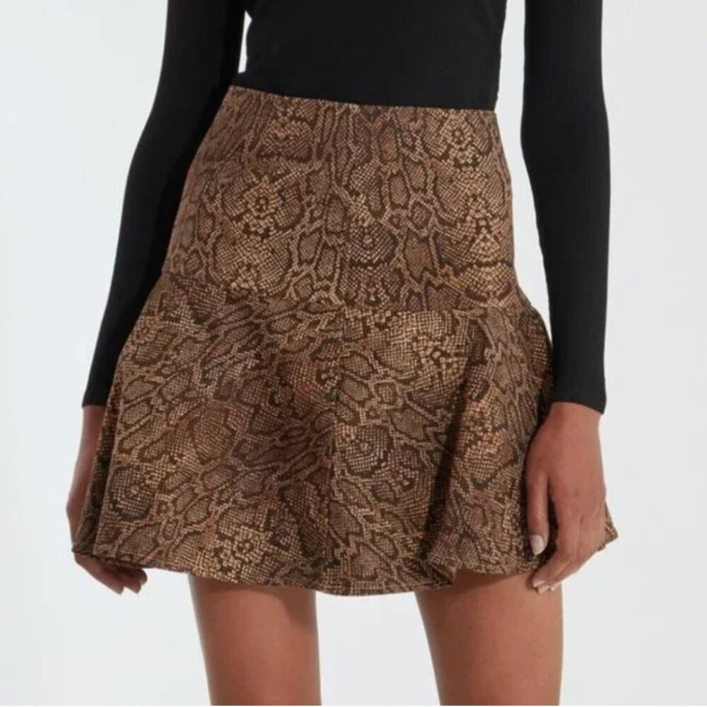 Joie NEW Jamey Python Snake Print Cotton Ruffled Mini Skirt Women's size 00
